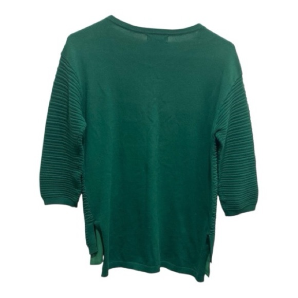 Trouvé Green Crew Neck Sweater with Textured Knit 3/4 Sleeves XS - Picture 4 of 4